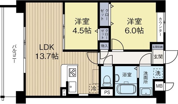 箱崎駅 徒歩2分 5階の物件間取画像